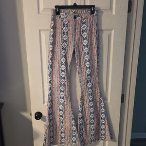 Chic Flared Pants with Geometric Design